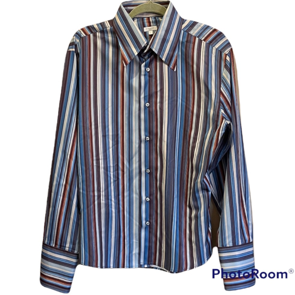 BC Collection Striped Retro Button Up Shirt Size Large